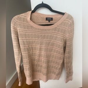 A.P.C. Women's Blush Tan Gold Linen Cotton Crew Neck Sweater